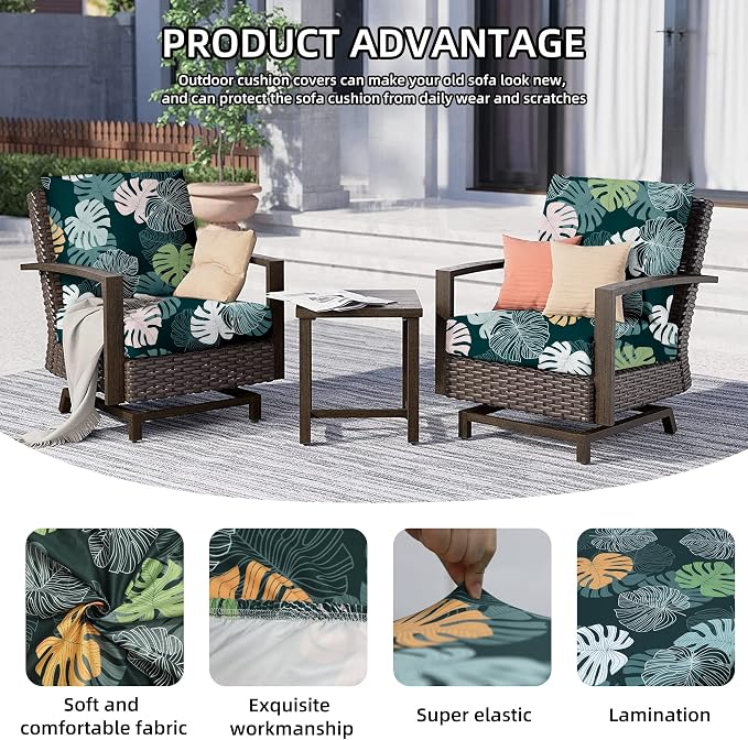 8PCS Patio Cushion Covers.Patio Furniture Couch SeatSlipcovers | Washable - Image 3