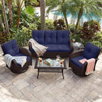 UPHA 5 Pieces Patio Furniture Sets, Wicker Outdoor 3-Seat Sofa Set - Image 5