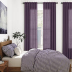 Plum Linen Curtains 90 Inch Long 2 Panels Set - Image 7