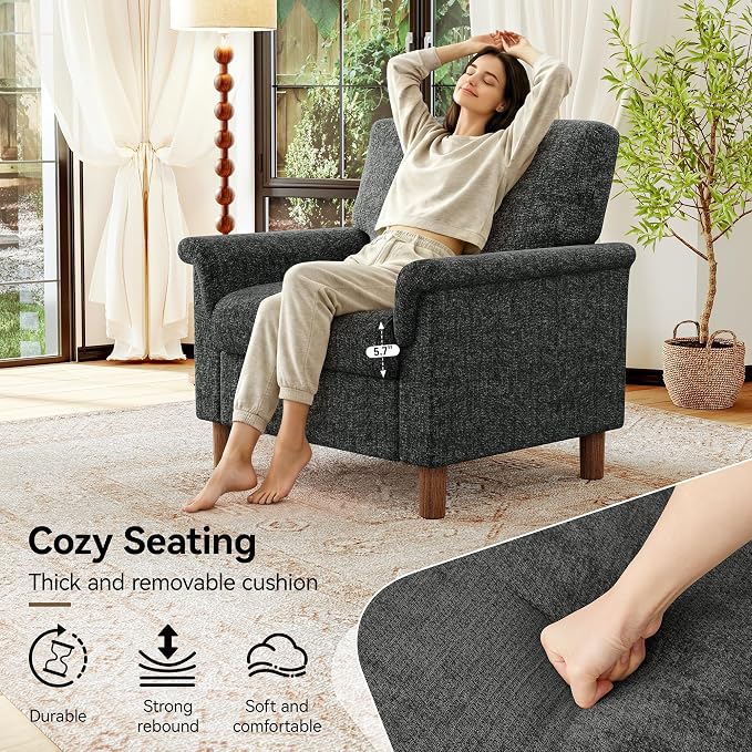 Mid Century Modern Accent Chairs Set of 2, Chenille Comfy Living Room Arm Chairs - Image 3