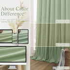 Light Sage 100% Blackout Linen Curtains 96 Inch Length 2 Panels Set - Image 7