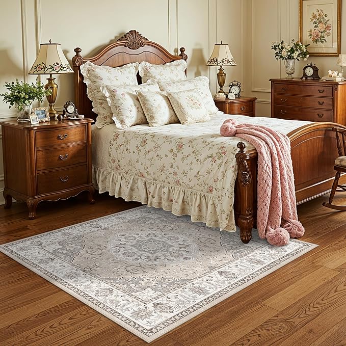 Washable 5x5 Square Area Rugs: Indoor Non-Slip Entryway Kitchen Rugs Oriental - Image 4