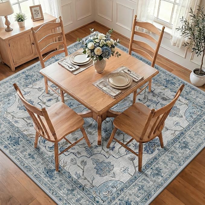 RELEANY Washable Area Rug, Square 7'x7', Water Repellent, Pet Friendly by RELEANY
