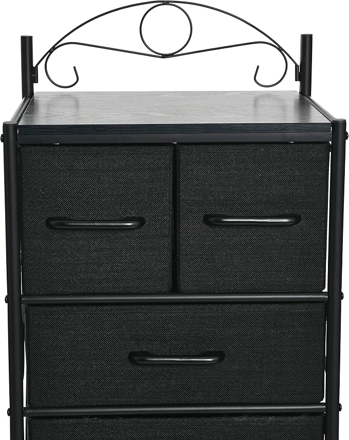 Household Essentials Black Oak & Iron Eight-Drawer Tower - Image 6