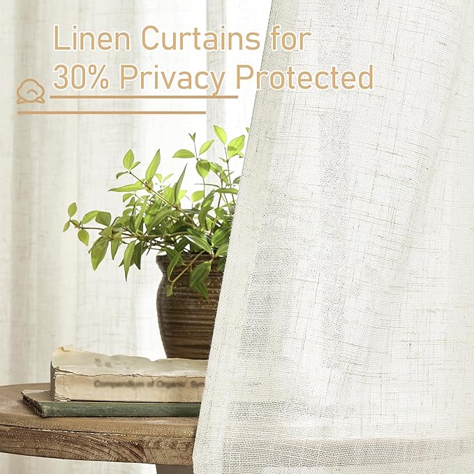 Light Filtering Linen Curtains 63 inches Long - Image 5