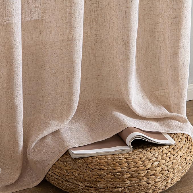 MIULEE Natural Beige Linen Curtains 52x54 Inch Long - Image 7