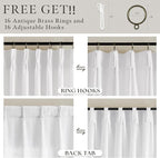 80 Inch Pinch Pleated Snow White Semi Sheer Privacy Linen Curtains 2 Panels | - Image 5