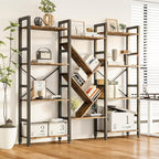 INNOD Triple 4 Tier Book Shelf, Large Industrial Bookcase - Image 8