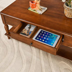 Rectangular Coffee Table with 2 Storage Drawers, Mid-century Solid Wood Living - Image 8