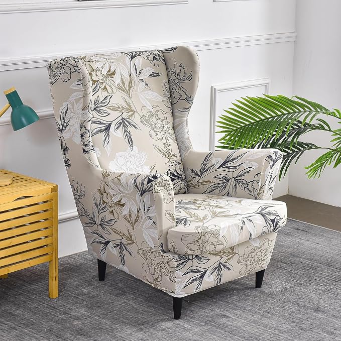 HAOYONG Wing Chair Slipcovers Printed Wingback Chair Covers 2 Pieces Wingback - Image 2