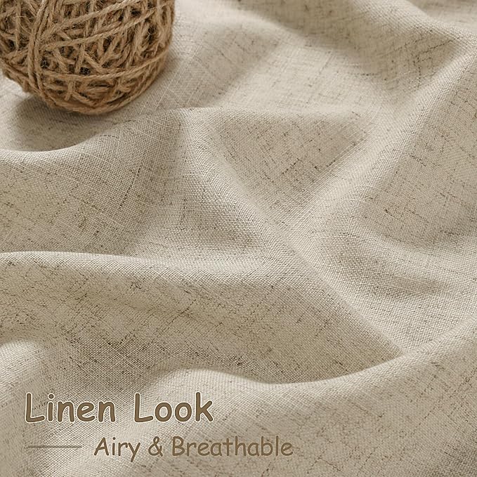 Eggshell Beige Linen 144 Inch Curtains - Image 4