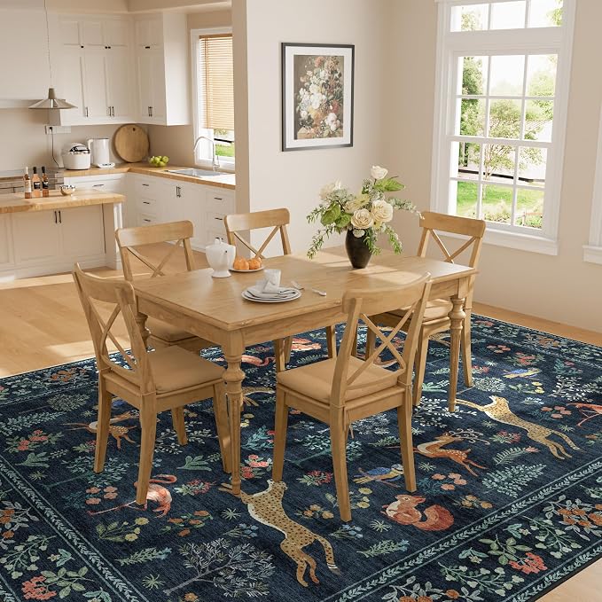 DUKINO 6x9 Area Rug, Washable Animal Living Room Rug Non Slip, Low Pile - Image 6