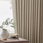 Greige 80 Inches Long Pinch Pleat Light Filtering Linen Window Curtains | Linen - Image 9