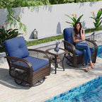 Aoxun 3 Pieces Patio Furniture Set, Patio Swivel Rocker Chairs Set of 2 - Image 2