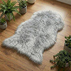 duduta Gray Faux Sheepskin Chair Seat Covers, Fluffy Shag Fur Throw Rugs Room - Image 7