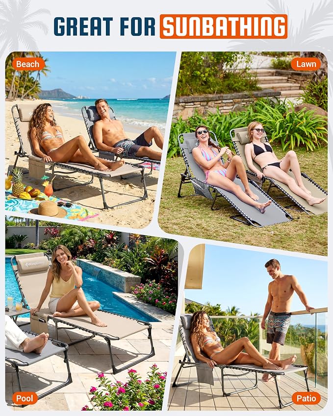 KingCamp Lounge Chair Outdoor, 400LBS Tanning Chairs - Image 8