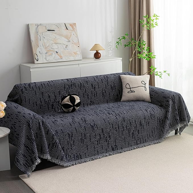 MYSKY HOME Boho Couch Cover Navy Sofa Covers by MYSKYHOME