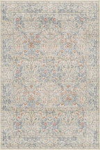 Vintage Washable Beige Blue Area Rugs - Image 2