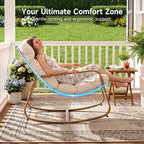 ONBRILL Rocking Chair with Thick Cushion Outdoor Indoor, Premium Iron Wood - Image 3