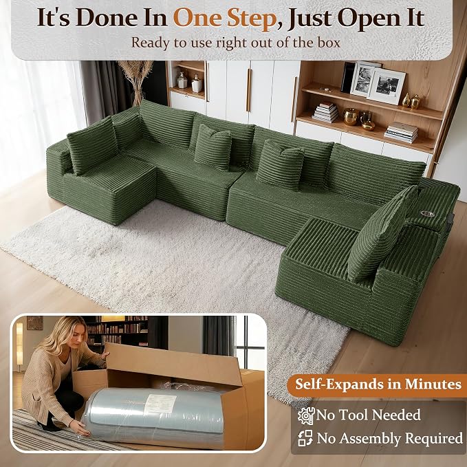 138" Cloud Sectional Couch, Comfort U Shaped Sofa - Image 3