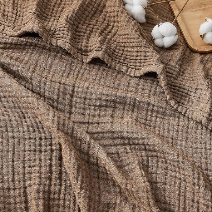 EMME Muslin Blankets for Adults Brown Small Blanket 40" x 50" | Throw Blanket by EMME