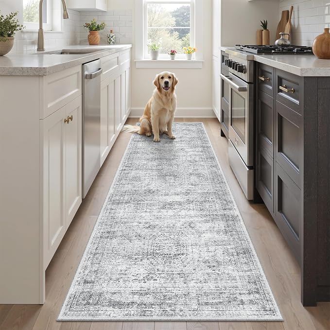 Soalmost Runner Rug 2x6 Washable Kitchen Hallway Runners Non-Slip Grey | Soft by Soalmost