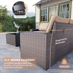 Kullavik Outdoor Patio Furniture Set 6 Pieces Sectional Rattan Sofa Set Brown - Image 4