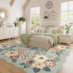 DUKINO 5x7 Area Rugs for Bedroom, Floral Washable Rug Non Slip, Sage Green | - Image 3