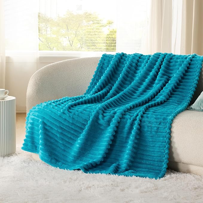 Bedsure Soft Twin Blanket for Bed Decor Gifts Teal 60"x80" | Birthday Gifts for - Image 3