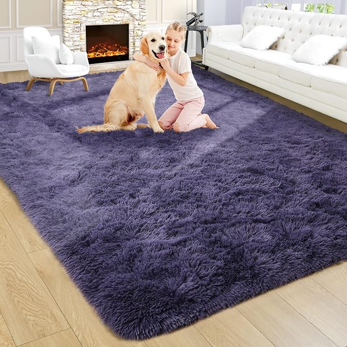 9x12 Extra Large Taro Purple Fluffy Area Rug Non-Slip by ModernHomeDecor