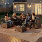 Qsun 7 Pieces Patio Furniture Set, Outdoor Sectional Rattan Sofa Set, Wicker - Image 6