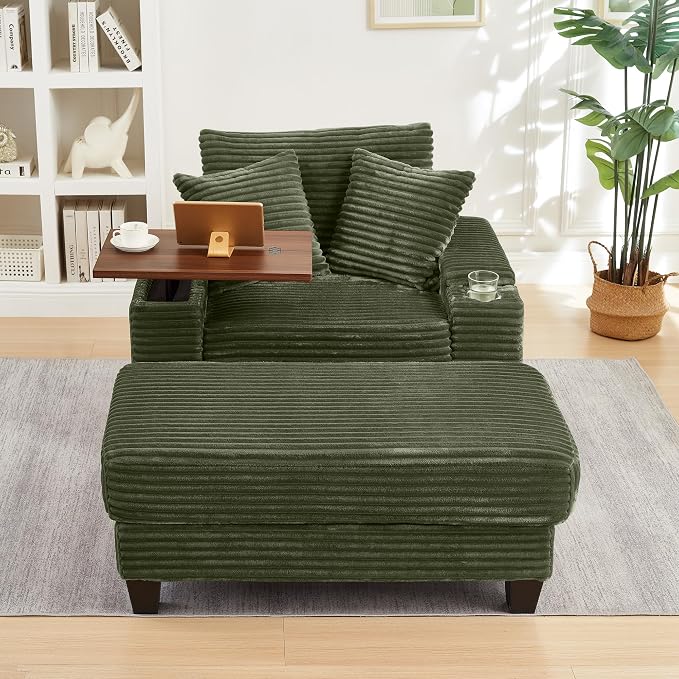 KEIKI Corduroy Storage Armrest Sofa, Single Versatile Seat - Image 5