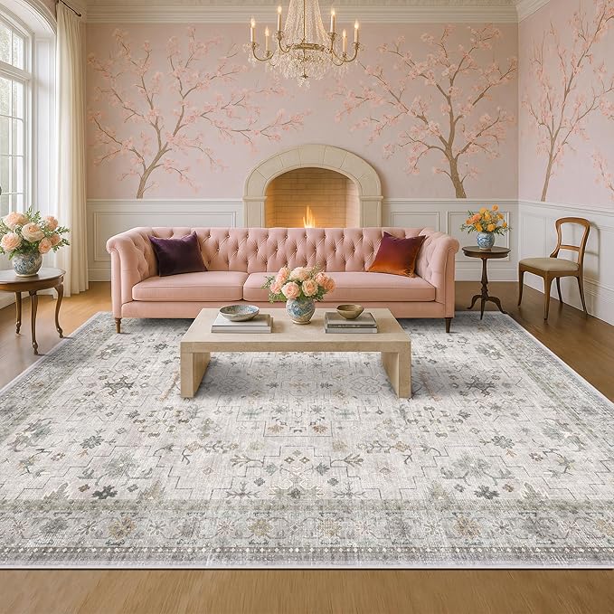Large Light Gray & Sage 10x14 Living Room Rug - Image 6