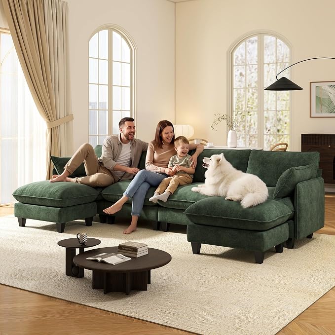 Ihanherry 139" U-Shaped Modular Sectional Couch, Oversized Cloud Sofa - Image 7