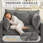 Modular Sectional Sofa Cloud Couch, Deep Seat Washable Chenille Fabric Sofa - Image 4