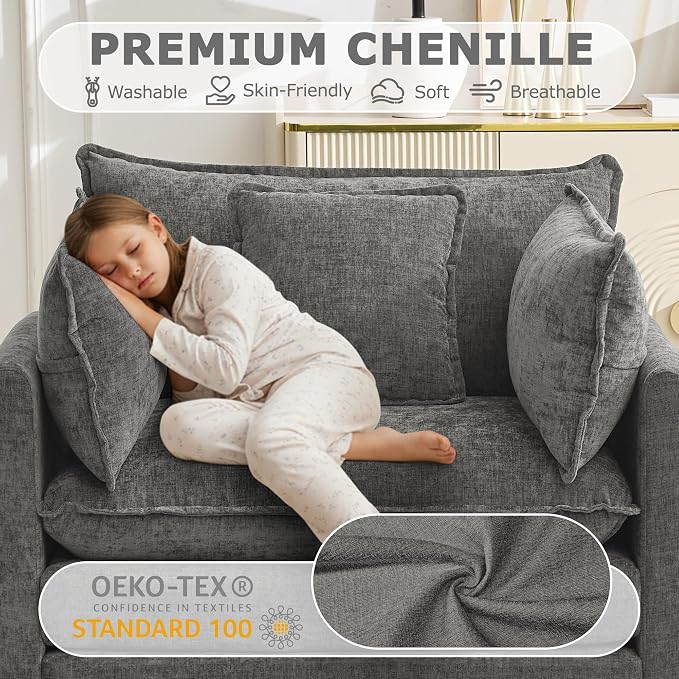 Modular Sectional Sofa Cloud Couch, Deep Seat Washable Chenille Fabric Sofa - Image 4