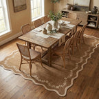 GarveeHome Scalloped Area Rugs 8x10 Large Brown Washable Living Room Rug | Soft - Image 3