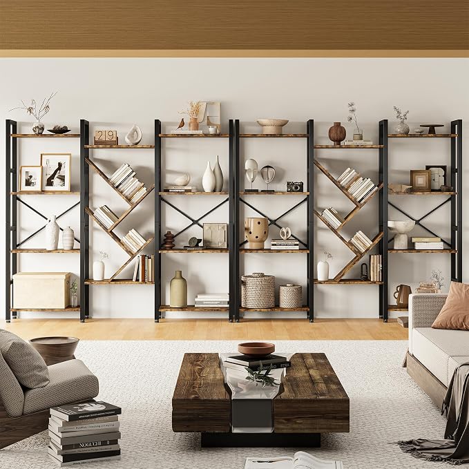 INNOD Triple 4 Tier Book Shelf, Large Industrial Bookcase - Image 3