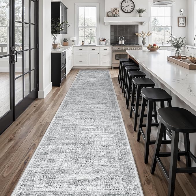 Soalmost Hallway Runner Rug 2'6" x 14' Washable Long Kitchen Rugs Grey | by Soalmost