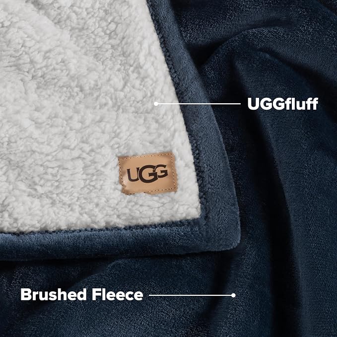 UGG Nita Twin Blanket, Reversible Plush Fleece, UGG Fluff Plush Face, Smooth - Image 6