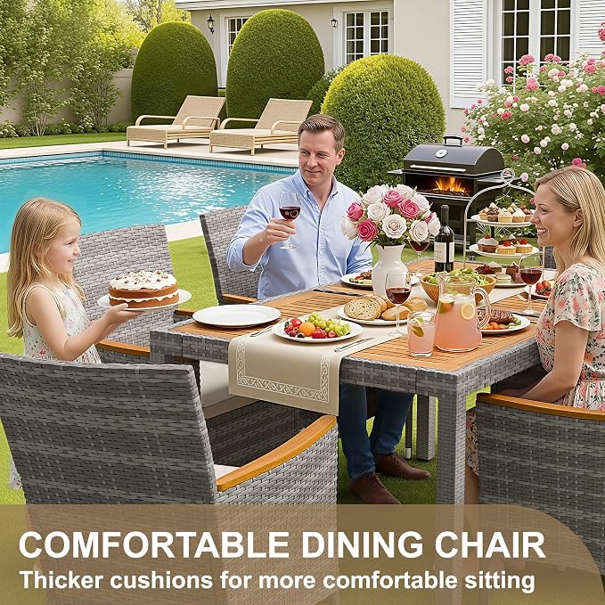 Devoko Dining 7 PCS Furniture, Patio Conversation Set - Image 4