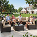 CHABATREE 7pcs Outdoor Patio Furniture Sets, Rattan Conversation Sectional Set - Image 7