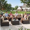 LEVELEVE 7 Pieces Outdoor Patio Furniture Sets, Rattan Conversation Sectional by Enjoyyourlife