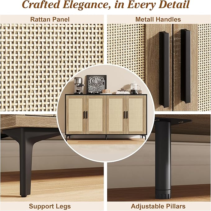 JASIWAY Buffet Cabinet with Storage, Modern Coffee Bar Cabinet Console Table - Image 5