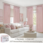 Cute Baby Pink Memory Trained Pinch Pleated Curtains 84 Inch Length 2 Panels Set - Image 5