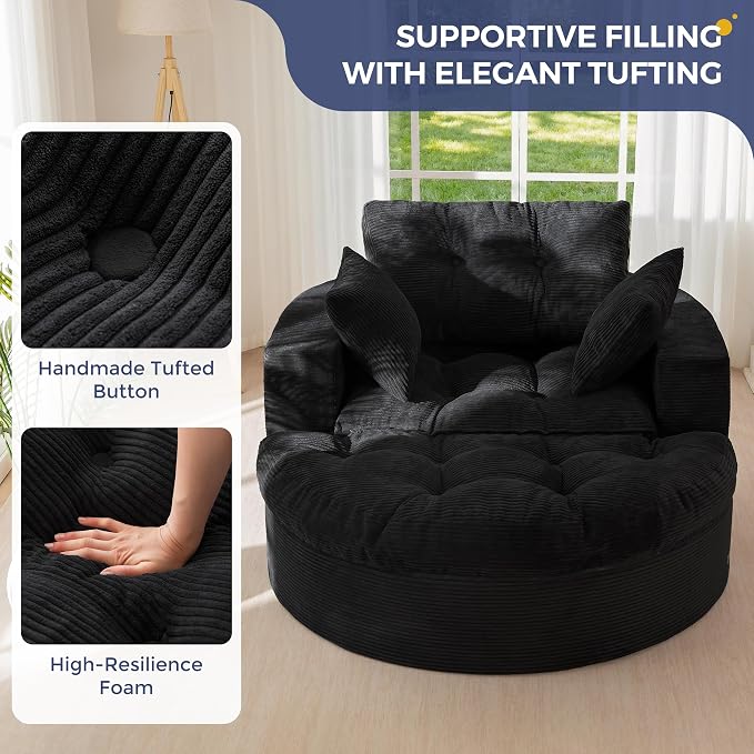 MAXYOYO Oversized Round Chaise Lounge Sofa, Upholstered Lounge Chair - Image 7