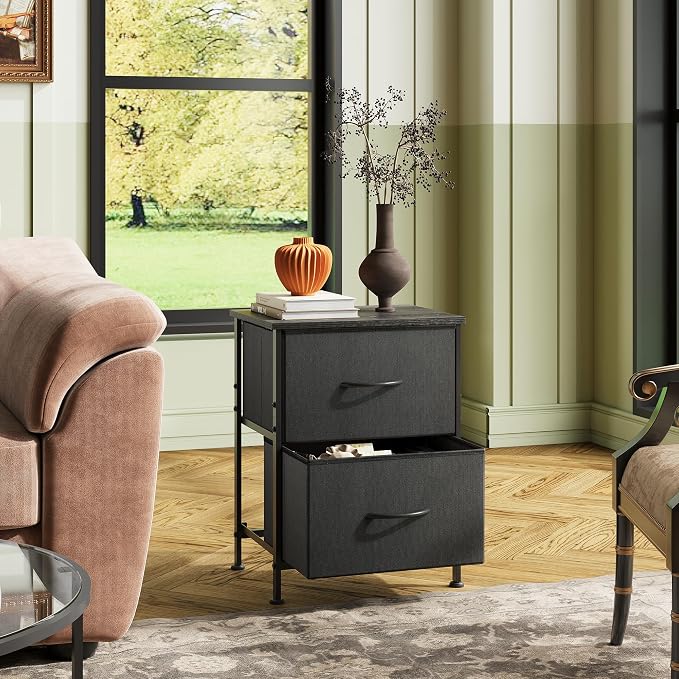 WLIVE Black Nightstand Set of 2, Night Stand - Image 4