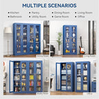 Polup Curio Cabinets with Glass Doors, Tall Bookcase with Adjustable Shelves - Image 9
