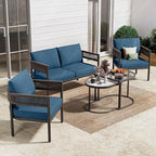 Grand patio 5-Piece Outdoor Furniture Set, 4 Seats Wicker Sofa Conversation Set by GrandPatio