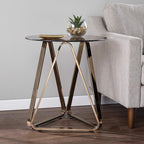 SEI Furniture - Stondon Round End Table - Transitional Design, Champagne Metal - Image 2
